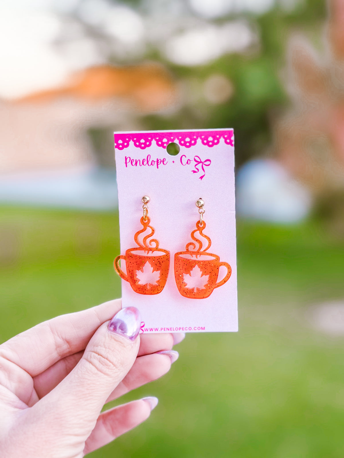 Fall mug earrings