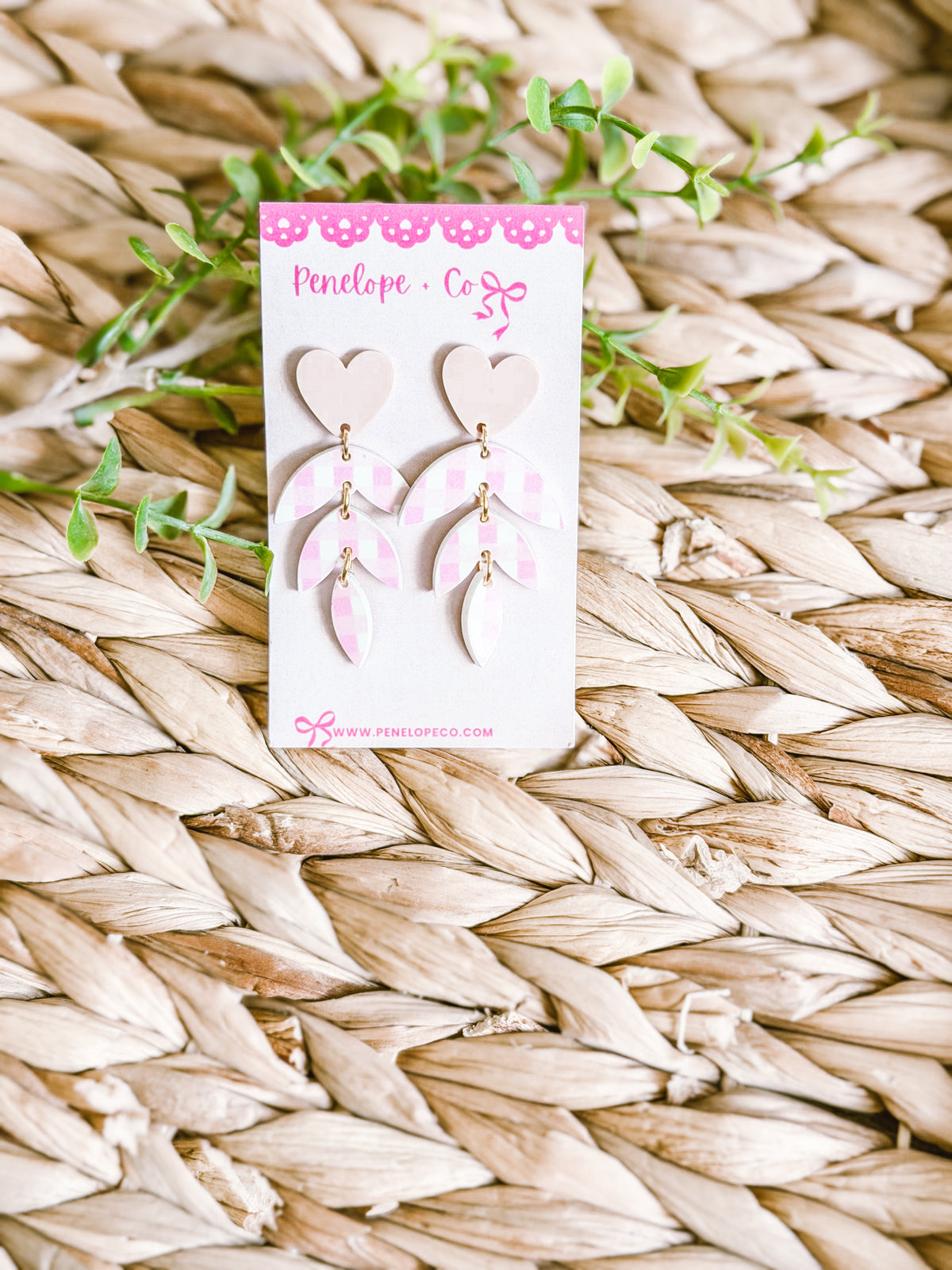 Pink gingham dangles
